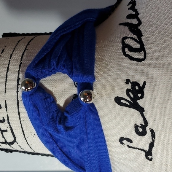 Womens Deep Plunge Vneck Royal blue Open Back  Halter Top Stretchy Sz.Medium - Picture 3 of 6